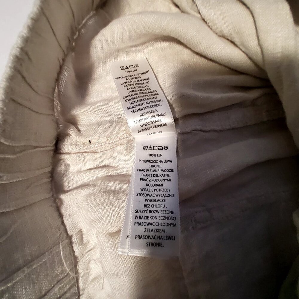 Linen Cargo Jogger Pants With Elastic Waist & Pockets Beige Lightweight Size L - Picture 7 of 11